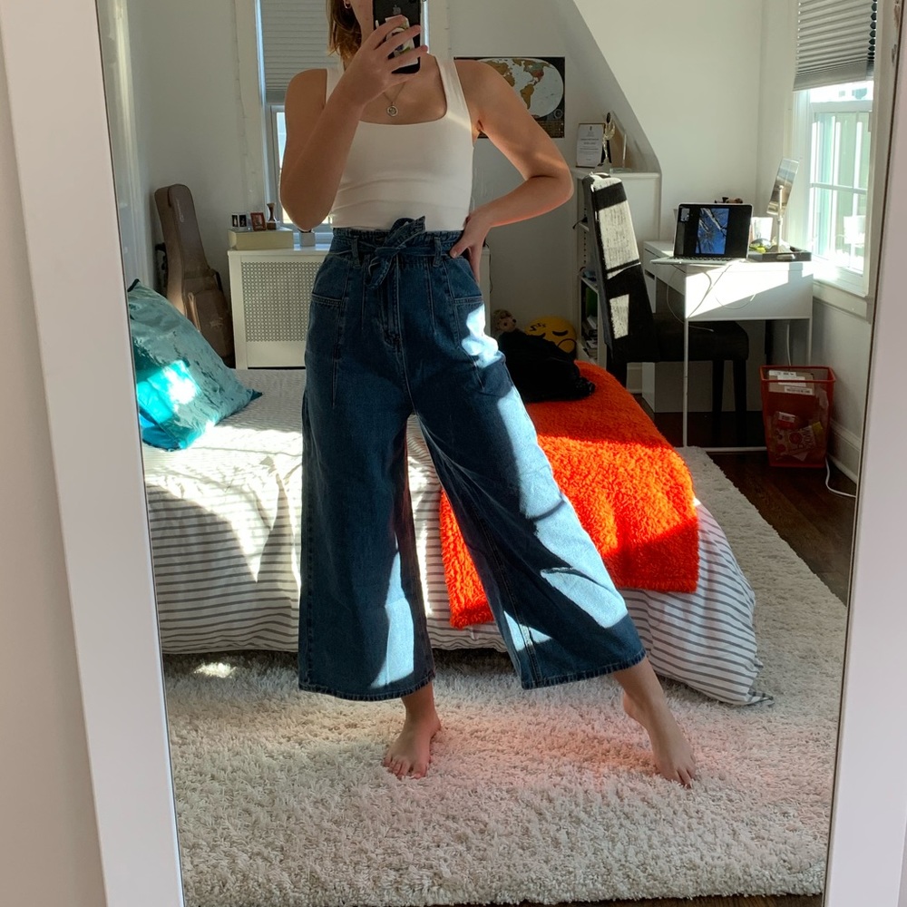 Wide leg high rise jeans